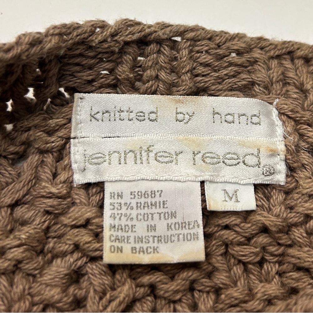 5/$25 Vintage 80s Jennifer Reed Knitted By Hand Brown Knit Sweater Vest - Picture 3 of 5